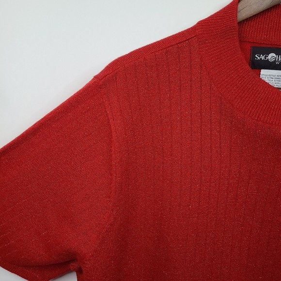 Sag Harbor Metallic Red Short Sleeve Knit Shirt Womens 2X - Picture 4 of 4